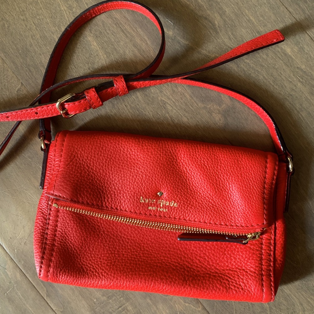Kate Spade red leather crossbody,  excellent condition!